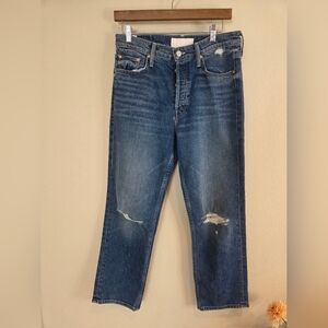 MOTHER Women's Blue Straight Leg Jeans